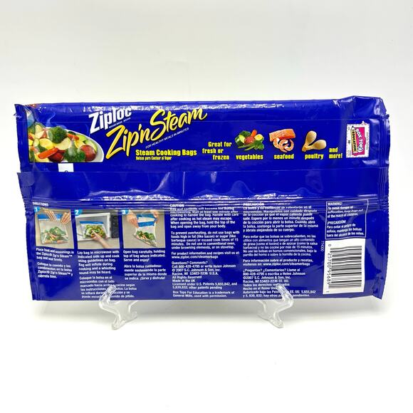 Ziploc Zip N Steam Medium 8x10 Microwave Cooking Bags Pack of 10 New Sealed - Picture 3 of 3
